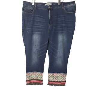 Hilary Radley Ankle Jeans 16 Womens Plus Size Boho Raw Hem Straight Leg